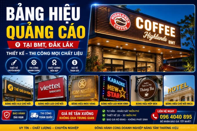 Bảng hiệu quảng cáo BMT Đắk Lắk