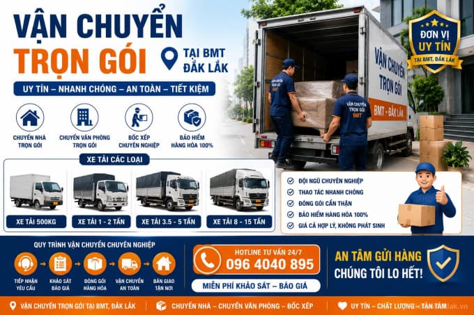 Vận chuyển trọn gói BMT Đắk Lắk