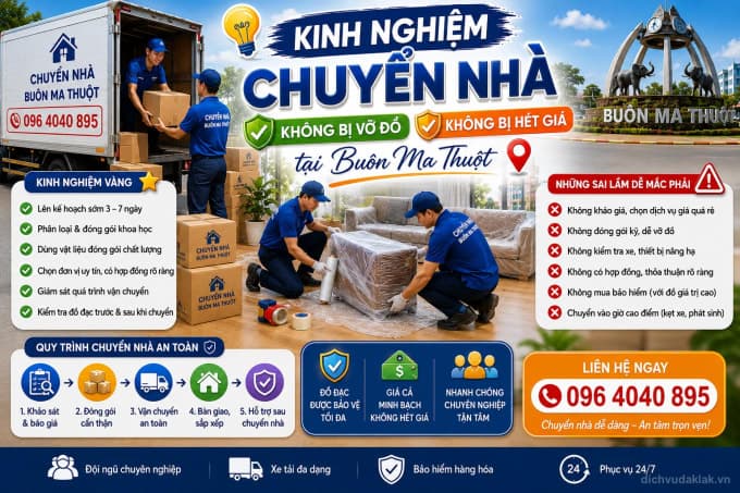 Kinh nghiệm chuyển nhà tại Buôn Ma Thuột
