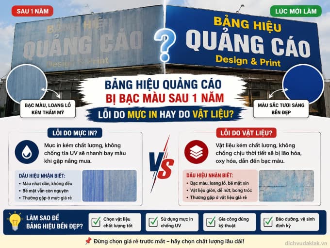 Bảng hiệu bị bạc màu sau 1 năm - nguyên nhân thực sự là gì