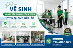Vệ sinh nhà ở, văn phòng, công trình uy tín tại BMT, Đắk Lắk