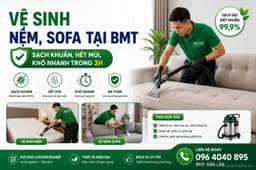 Vệ sinh nệm, sofa tại BMT - Sạch khuẩn, hết mùi, khô nhanh trong 3h