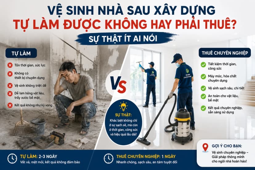 Vệ sinh nhà sau xây dựng tự làm hay thuê