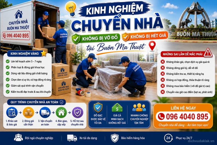 Kinh nghiệm chuyển nhà tại Buôn Ma Thuột