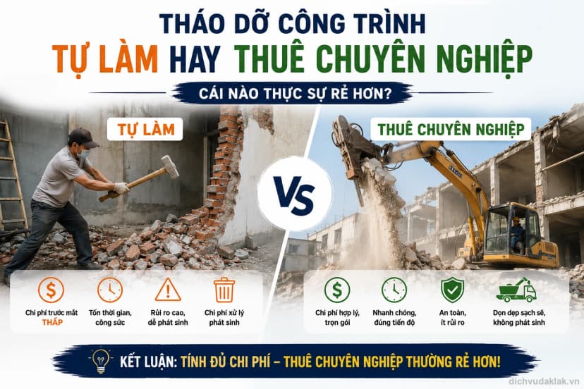 Tháo dỡ công trình tự làm hay thuê chuyên nghiệp