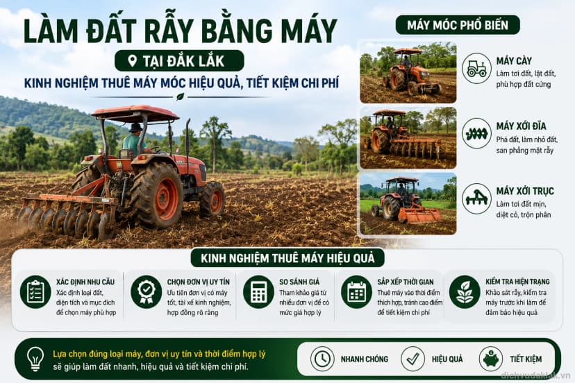 Làm đất rẫy bằng máy múc tại Đắk Lắk