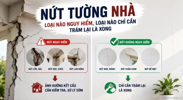 Nứt tường loại nào nguy hiểm loại nào tự xử lý được