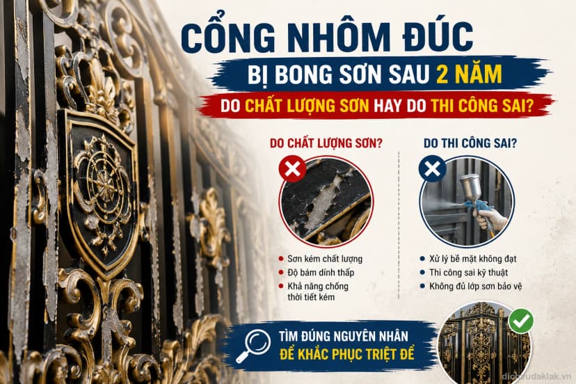 Cổng nhôm đúc bị bong sơn sau 2 năm nguyên nhân và cách xử lý